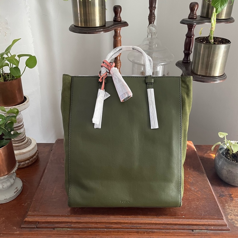 Fossil Backpack/Tote Bag - Olive Green 3-In-1 Convertible Leather Camilla Bag
